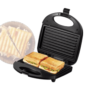 Grill Electric, 800 W, Placa Antiaderenta cu Dublu Strat, Maner Care Nu Se Incalzeste, Indicatori LED