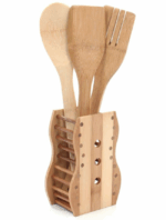 Set 3 ustensile bambus cu suport decor