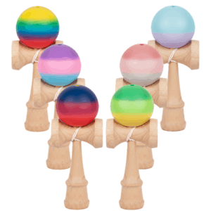 Kendama Din Lemn 18cm | Cu Bila Cauciucată Multicoloră | Model Profesional Pentru Toate Vârstele
