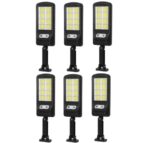 Set 6 Lampi solare stradale, cu senzor de miscare, putere 90 W, panou solar incorporat, cu functii multiple de setare a intensitatii luminoase si timpului de functionare Smartmall