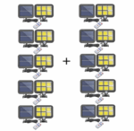 Set 10 lampi cu panou solar, 6 COB , putere 250 W,  cu senzor de miscare, suport si telecomanda