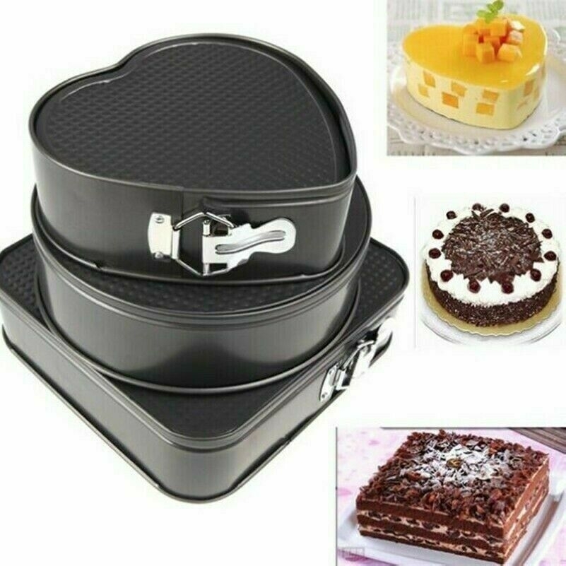Set de 3 forme pentru prăjituri- formă rotundă, pătrată și inimă - imagine 3