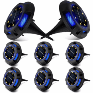 Set 8 lampi solare tip spot pentru gradina, 8 leduri alb cald, buton ON/OFF