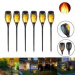 Set 6 Lampi solare cu efect flacara, 12 LED-uri, rezistenta la apa