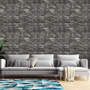 Set 10x Tapet 3D Autoadeziv, Design Caramida In Relief Gri/Negru, Rezistent La Apa, Usor De Curatat Dimensiuni 70x77cm