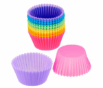 Set 12 forme de copt pentru briose, Reutilizabile, Silicon, 7 cm, multicolor