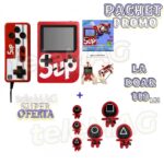 Paxhet Promo : Consola retro, 2 Jucatori SUP, Retro Game + Set 3 figurine din plus Squid Game