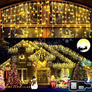 Instalatie Craciun 12 metri turturi, franjuri inegali cu 300 LED,