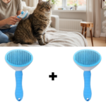 Promotie 1+1 Perie Par Animale | Auto-Curatare | Ace Inclinate 150° | Maner Ergonomic | Albastru