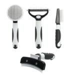 Set 4 Perii Pentru Caini Si Pisici | Anti-Naparlire | Descurcare Si Intretinere Blana | Alb / Negru
