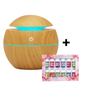 PROMOTIE Umidificator + 12 Uleiuri Esentiale | Difuzor Aromaterapie Electric Tip Sfera 200ml | LED Multicolor