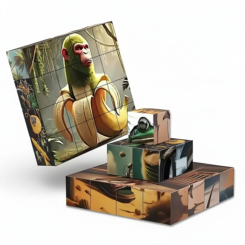 PROMO 1+1 Puzzle Magnetic Educativ Pentru Copii | Cuburi Magnetice 3+ Ani | Joc Creativ Cu Imagini Multiple - imagine 2