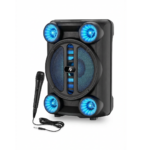Boxa Portabila Bluetooth Cu Karaoke | Difuzor 8 Inch | Microfon Cu Fir | Telecomanda | Radio FM | Lumini RGB | Negru