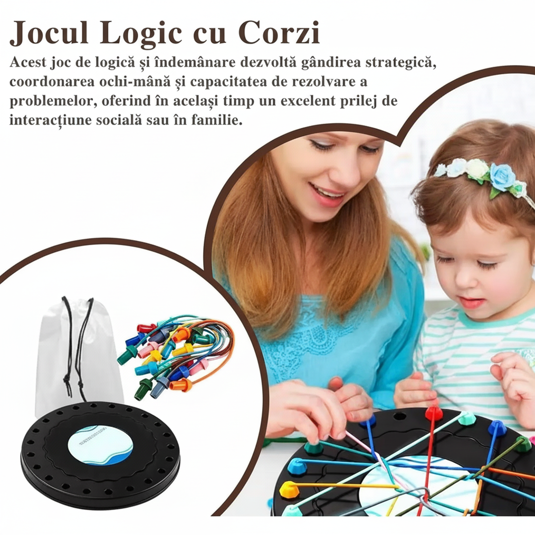 Puzzle Educativ Cu Snururi Colorate | Dezleaga Nodurile | Joc Antistres Pentru Toata Familia | 18 x 18 cm - imagine 5