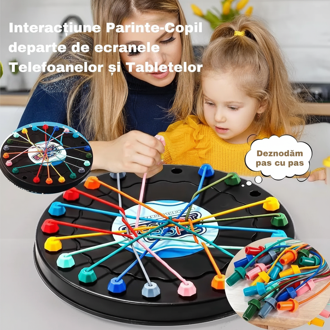 Puzzle Educativ Cu Snururi Colorate | Dezleaga Nodurile | Joc Antistres Pentru Toata Familia | 18 x 18 cm - imagine 6