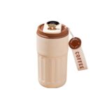 Termos Din Inox Tip Ceasca De Cafea Izolata | 450 ml | Cu Capac Si Franghie De Transport | Utilizare Zilnica