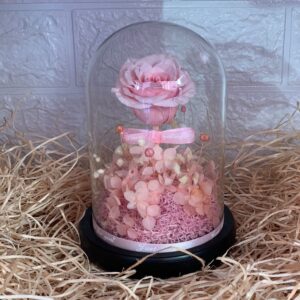 Trandafir roz criogenat in cupola cu decoratiuni Smartmall