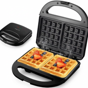 Aparat Vafe 750W | Placi Duble Antiaderente | Indicator Luminos | Maner Rece | Depozitare Verticala | Negru