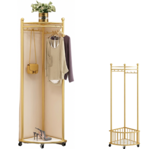 Suport Haine Mic cu Raft Pantofi | 40 x 40 x 160 cm | Metal Rezistent | Pentru Spatii Mici | Sarcina 15 kg