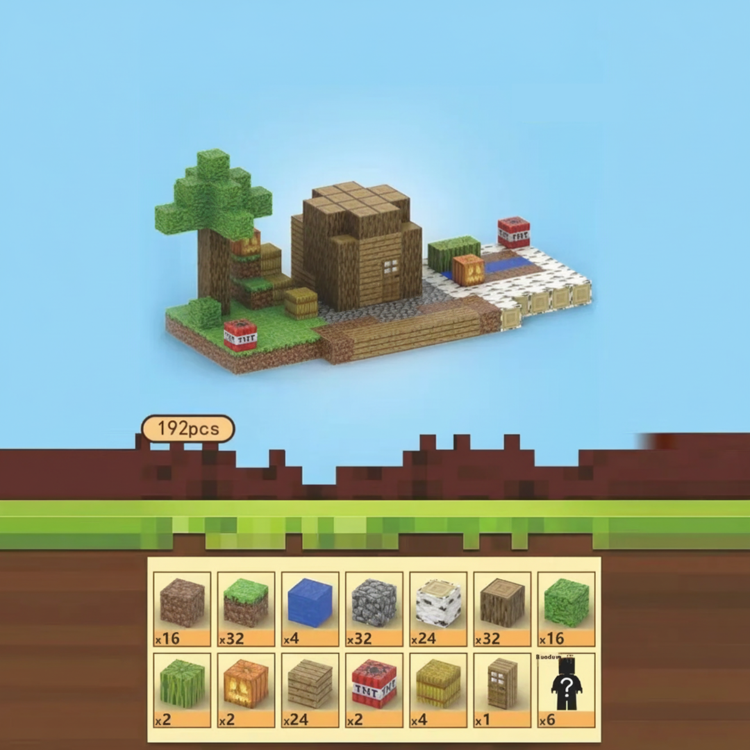 Set Cuburi Magnetice Tip Minecraft | 192 Piese | Joc De Constructie STEM | Blocuri Magnetice Educative | Copii 3+ Ani - imagine 4