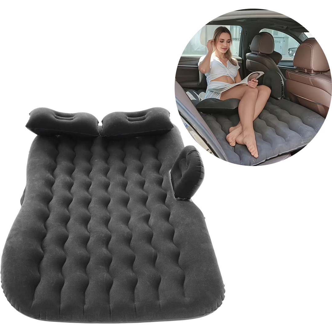 Saltea Auto Gonflabila Bancheta Spate | 130x80x40 cm | Suporta 600 Kg | Pompa 12V Inclusa | 2 Perne | Transport Gratuit