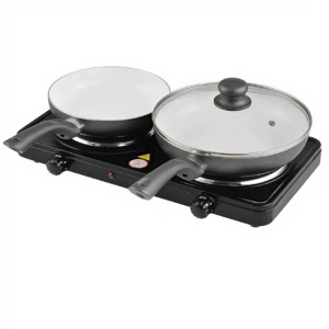 Plita Electrica 2 Ochiuri 2000W | Termostat Reglabil 5 Trepte | 150mm | Alimentare 220-240V | Negru