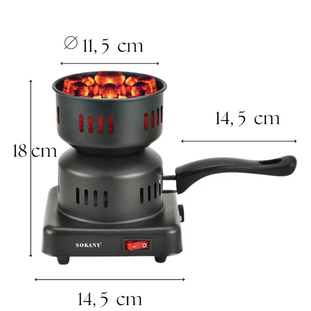 Aprinzator Electric Carbuni Narghilea 1000W | Control Temperatura | Protectie Termostatica | Capacitate 8 Carbuni | Negru - imagine 2