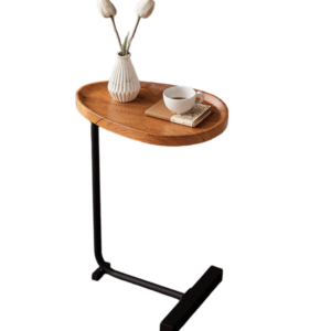 Masuta cafea, picior metalic, portabila, maro, model marmura, 40x30x70cm