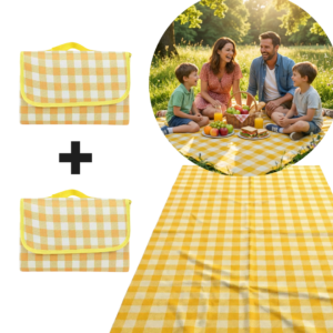 Promo 1+1 Patura Picnic Impermeabila 100x150 cm | Pliabila | Rezistenta la Nisip | Usoara | Pentru Plaja si Camping