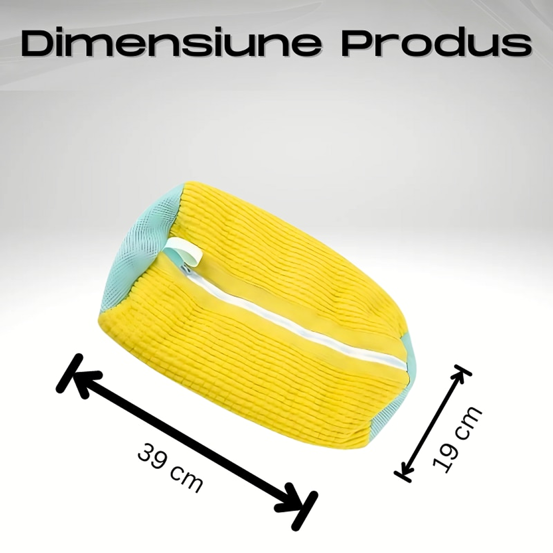 Set 2x Sac Spalat Pantofi 39x19 cm | Protectie Incaltaminte si Masina | Fermoar Rezistent | Galben - imagine 2