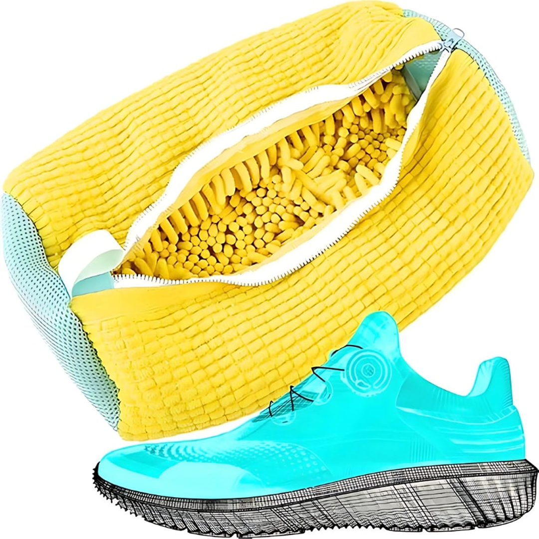 Sac Spalat Pantofi 39x19 cm | Protectie Incaltaminte si Masina | Fermoar Rezistent | Galben - imagine 5