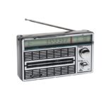 Radio Portabil Silver | AM FM | Antena Telescopica Rotativa Alimentare Retea Sau Baterii | Retro | Argintiu