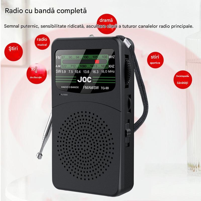 Radio Portabil | AM FM SW | Difuzor 3W Antena Retractabila | Mufa Casti 3.5mm | Compact | Baterii Incluse - imagine 4
