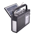Radio Portabil | Bluetooth Incarcare Solara | USB TF MP3 FM AM SW1-6 Lampa LED | 1200mAh | Negru