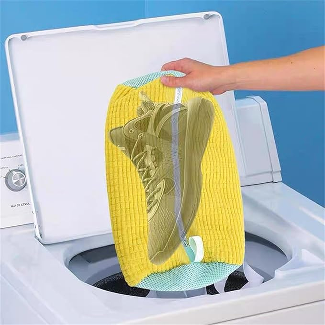 Sac Spalat Pantofi 39x19 cm | Protectie Incaltaminte si Masina | Fermoar Rezistent | Galben - imagine 7