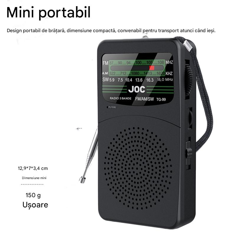 Radio Portabil | AM FM SW | Difuzor 3W Antena Retractabila | Mufa Casti 3.5mm | Compact | Baterii Incluse - imagine 5