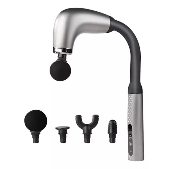 Pistol de Masaj Deep Tissue | 9 Trepte Intensitate | 4 Capete Interchangeabile | Maner Ergonomic 120° | - imagine 3