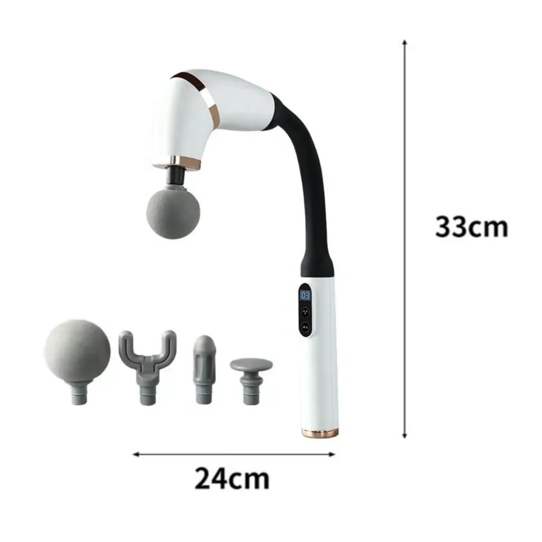 Pistol de Masaj Deep Tissue | 9 Trepte Intensitate | 4 Capete Interchangeabile | Maner Ergonomic 120° | - imagine 4