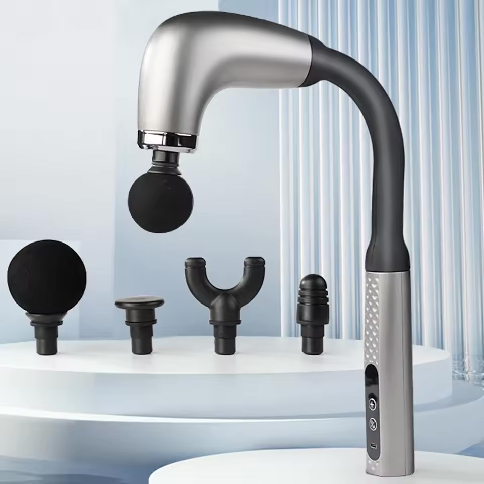 Pistol de Masaj Deep Tissue | 9 Trepte Intensitate | 4 Capete Interchangeabile | Maner Ergonomic 120° | - imagine 2