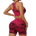 Set Imbracaminte Sport Yoga Dama Talie Inalta | Top + Pantaloni Scurti | Material Elastic Quick Dry | M-XL | Diverse Culori