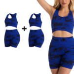 Set Imbracaminte Sport Yoga Dama 1+1 | 2 Seturi Top + Pantaloni Scurti | Talie Inalta | Material Elastic Quick Dry | S-XL
