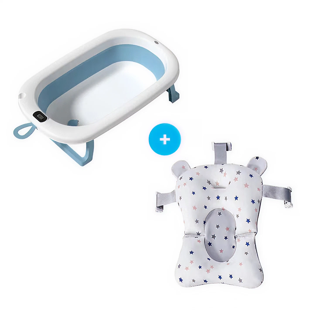 Set Cadita Pliabila 76 Cm Cu Termometru Digital, Dop Scurgere Si Suport Textil Universal - imagine 2