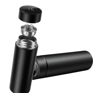 PROMO 1+1 Termos Inteligent Cu Afisaj Temperatura | 500 ml | Inox | Capac LED Touch | Etans | Negru