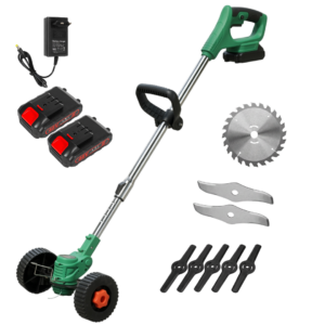 Motocoasa Electrica Cu Acumulator 48V | 2 Baterii 4000 mAh | 18000 RPM | Roti Detasabile | Lame si disc Incluse