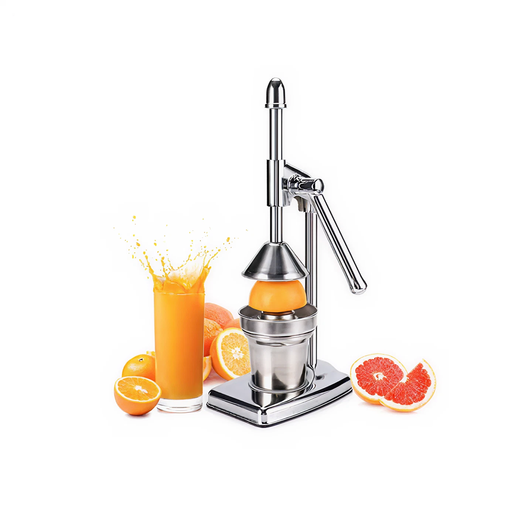 Storcator Manual Fructe Tip Presa | Cu Recipient si Strecuratoare | Pentru Citrice si Rodii | Argintiu - imagine 3