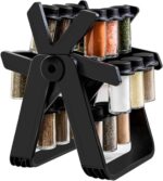 Organizator Rotativ Pentru Condimente | 18 Borcane Din Sticla | Suport 360° | Organizare Bucatarie