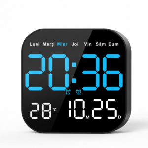 Ceas Digital LED Cu Data | Display Mare | Alarma | Calendar | Temperatura | Multifunctional