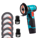 Mini Polizor Unghiular Cu 2 Acumulatori 24V | Disc 76mm | 5 Discuri Incluse | Portabil | Pentru Metal Lemn Gresie