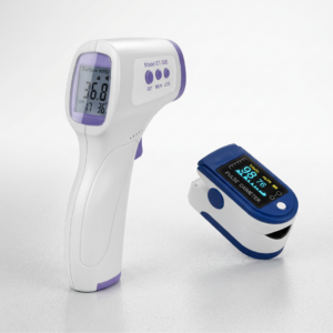 Pachet Promotional | Termometru Noncontact Infrarosu + Pulsoximetru | Ecran LCD | Masurare Temperatura si SpO2