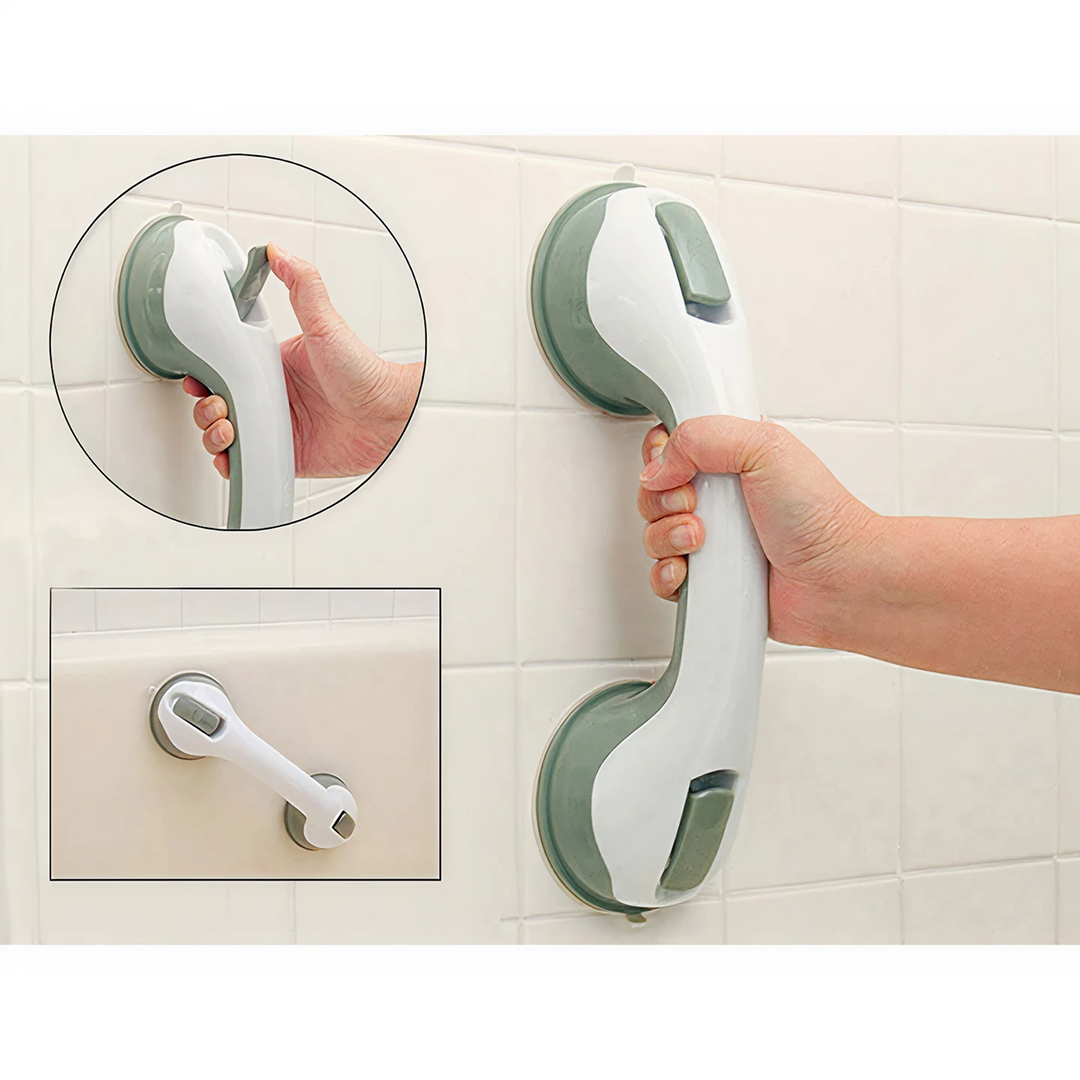 1+1 PROMO Maner Siguranta Baie Cu Ventuze | 30 cm | Antialunecare | Montaj Fara Gaurire | Gri - imagine 2